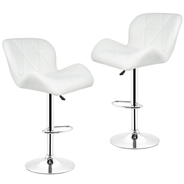 2Pcs/Set Bar Chair Leisure Leather Swivel Bar Stools Chairs Height Adjustable Pneumatic Pub Chair Home Office Kitchen Chair HWC