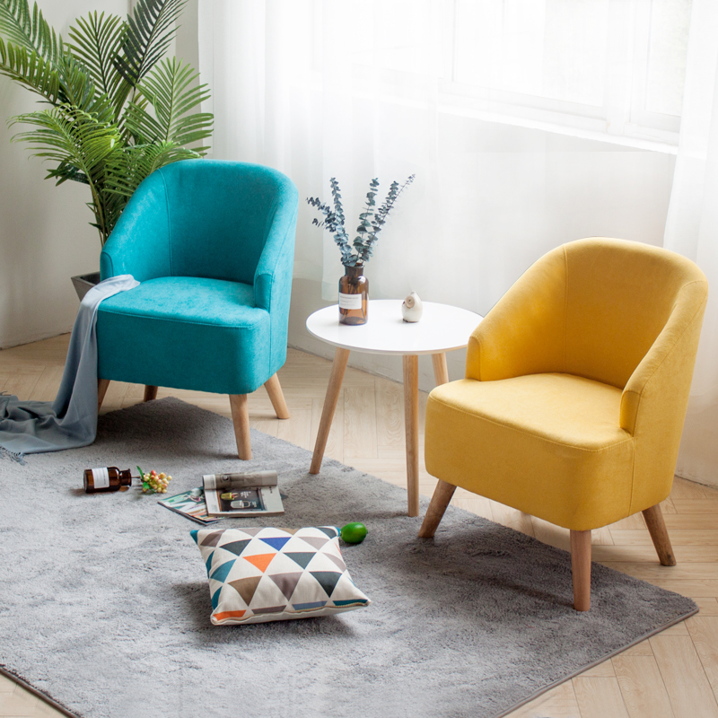 Nordic Small Apartment Single Sofa Mini Modern Minimalist Sofa Chair Fabric Balcony Bedroom Female Small Sofa Small