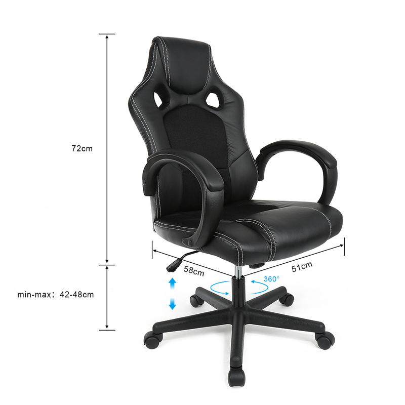 Adjustable Gamer Chair Office Chair Gaming Chair with Footrest Seat Lying Household Soft Leather Cyber Play Chair HWC
